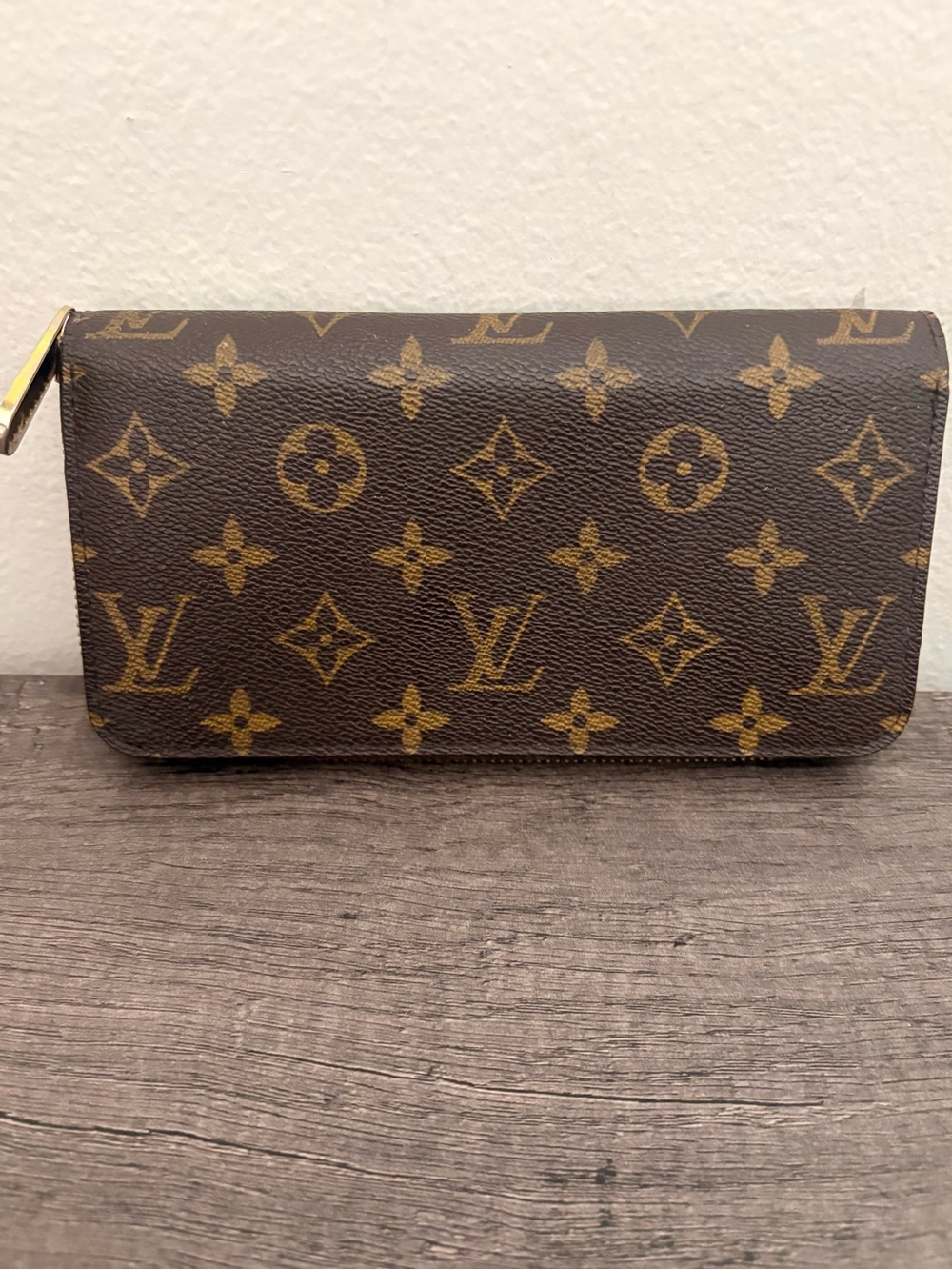 Louis Vuitton Monogram Canvas Zip Card Holder in Brown and Gold